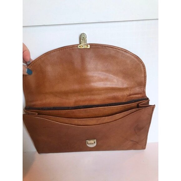 Vintage 1970's Leather Envelop Clutch Purse Industria Argentina Brown VACA Canoa - Picture 7 of 8